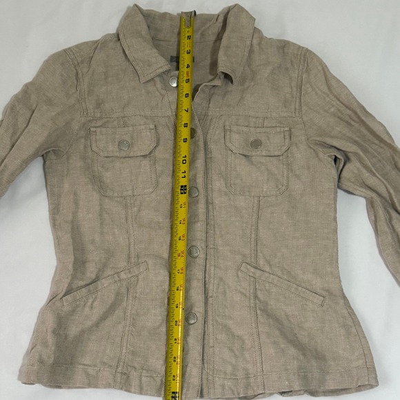 J Jill‎ Linen Blend Button Front Cropped Utility Jacket Beige Size Small - Picture 11 of 12